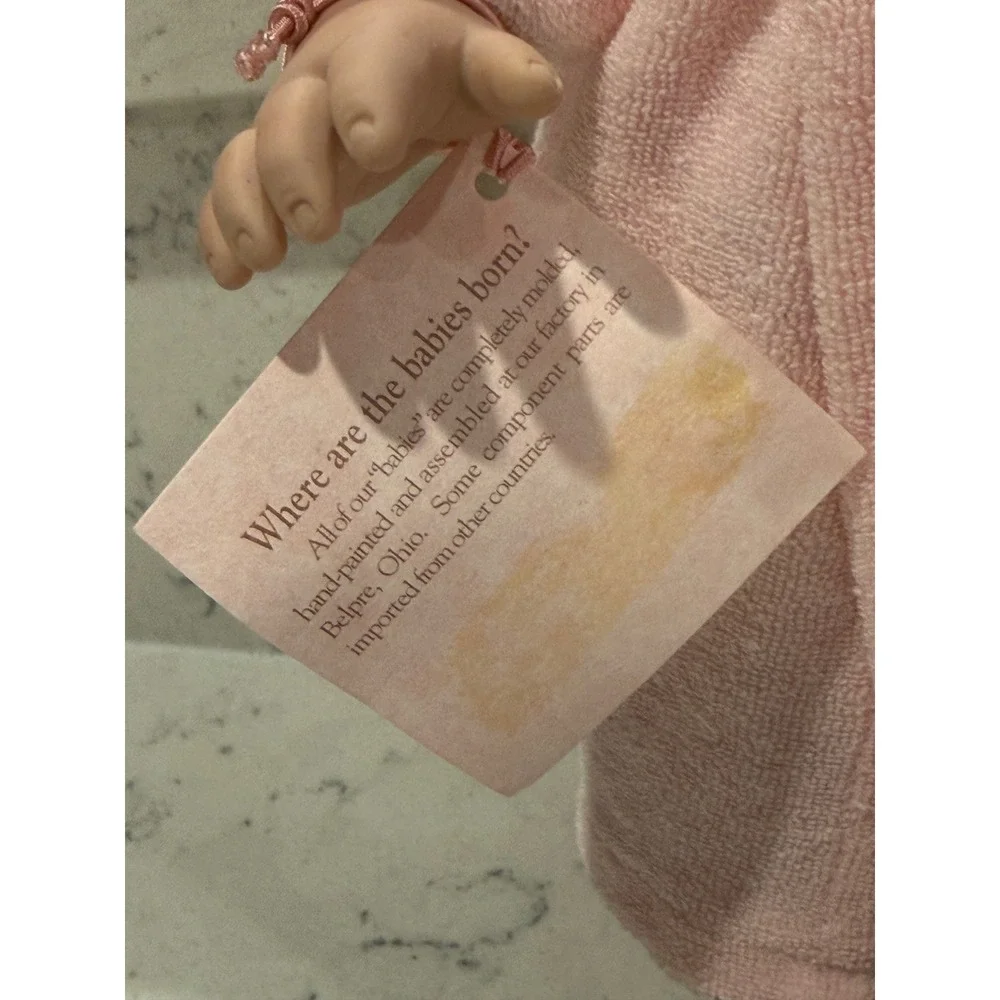 Lee Middleton Original Baby Doll Pink Robe Bonnet 